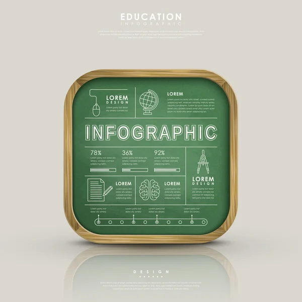 Utbildning infographic design med trä blackboard — Stock vektor