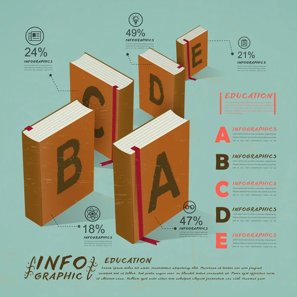 Educazione infografica con elemento libri — Vettoriale Stock