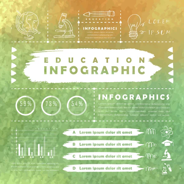 Akvarel zázemí vzdělání infographic — Stockový vektor