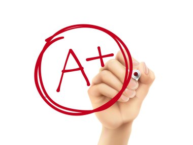 Bir artı puan eğitim 3d el tarafından yazılmış