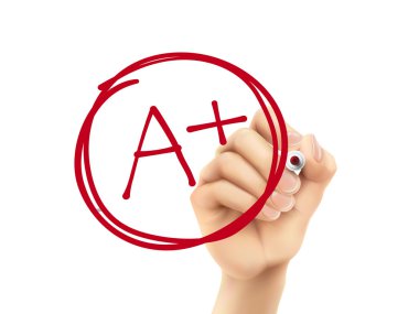 education rating A plus written by 3d hand clipart
