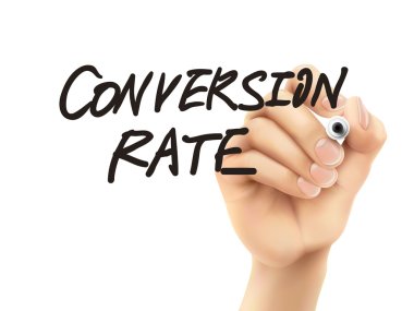 conversion rate words written by 3d hand clipart