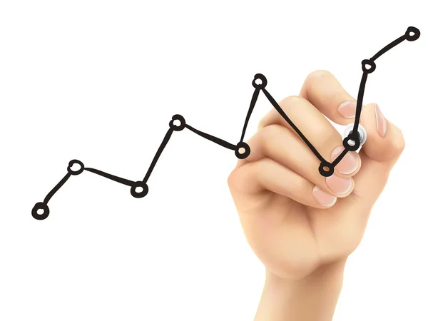 Gráfico de crecimiento dibujado por la mano 3d — Archivo Imágenes Vectoriales