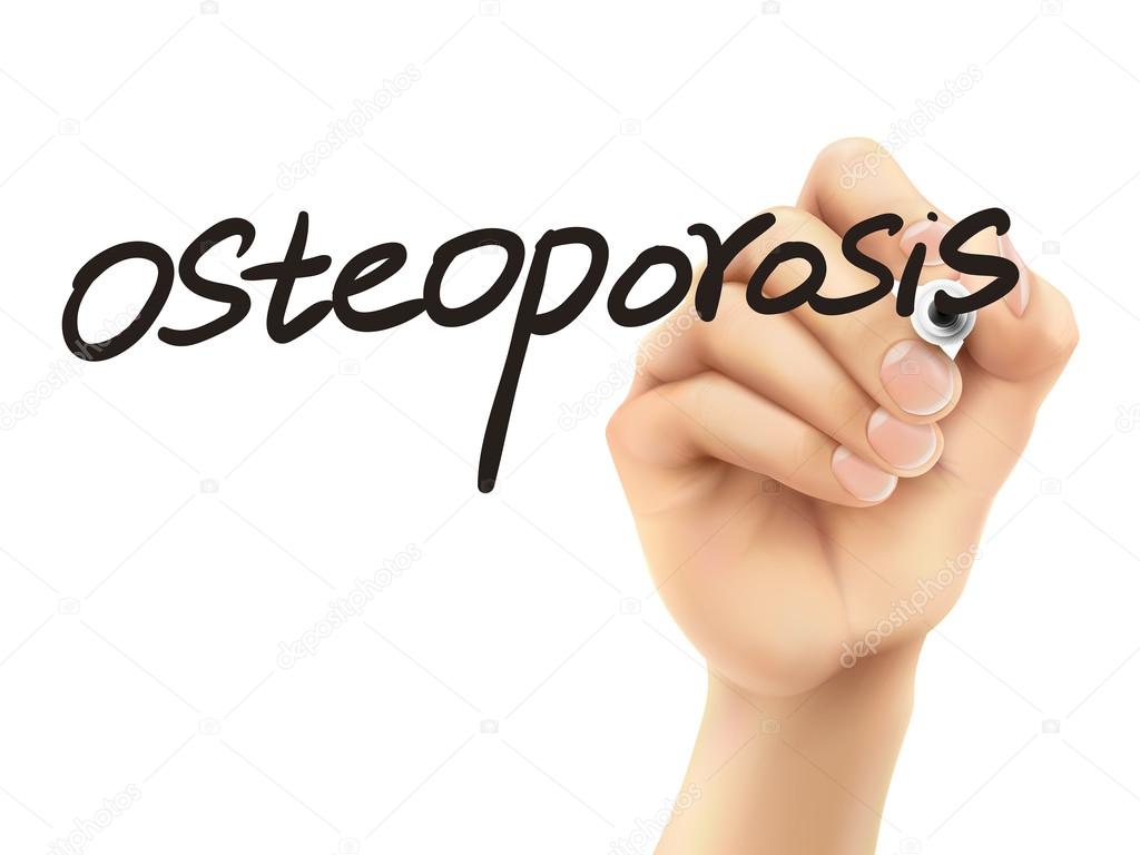 osteoporosis word written by 3d hand