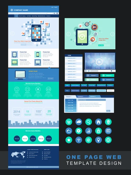 Tecnología moderna diseño del sitio web de una página — Vector de stock