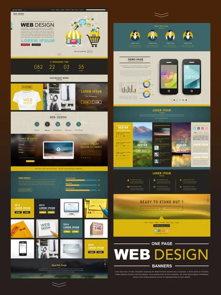 ビジネス スタイル 1 ページのウェブサイトのデザイン — ストックベクタ