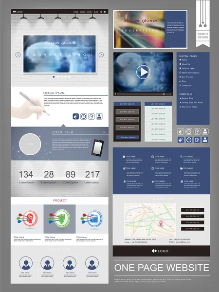 Modern one page website design template — Stock Vector