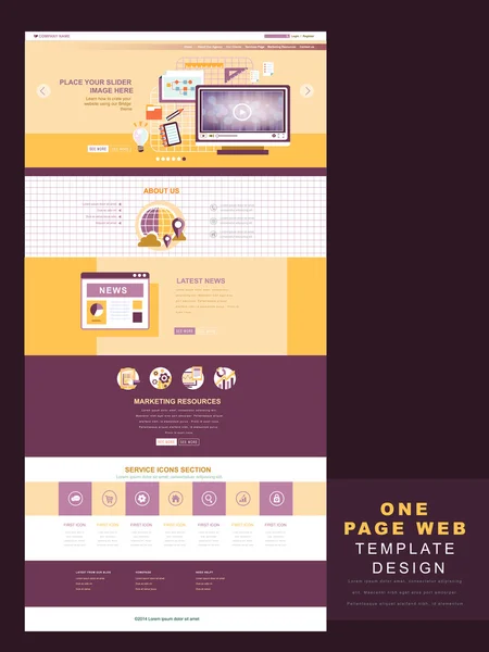 Flat design one page website template — Stock Vector