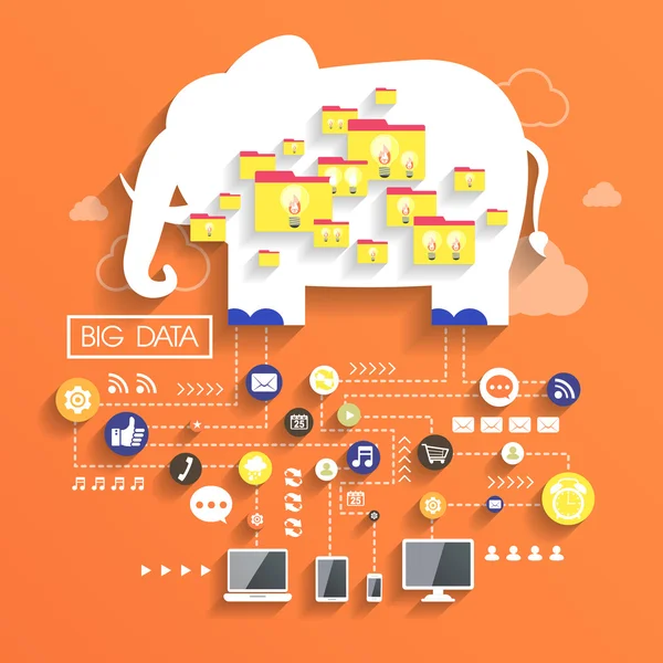 Concept big data dans le design plat — Image vectorielle