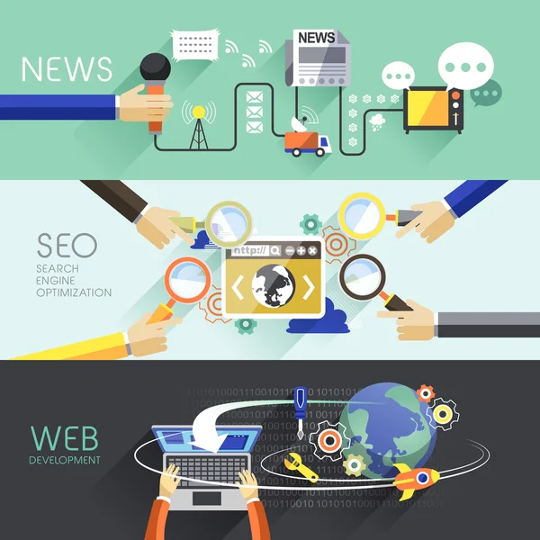 Επίπεδη σχεδίαση των ειδήσεων, Seo και web — Διανυσματικό Αρχείο
