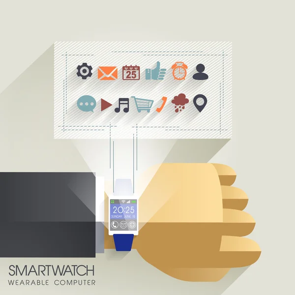Businessman's hand with smart watch — Stock Vector