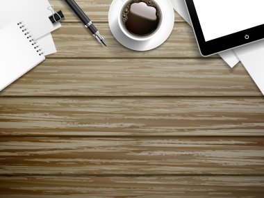 ahşap zemin üzerinde çalışma yeri öğeleri