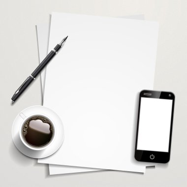 boş kağıt ve çalışma öğeleri yerleştirme 