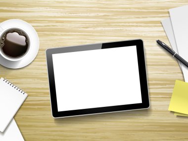 Tablet ve çalışma öğeleri yerleştirme
