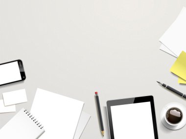 Beyaz arka plan üzerinde çalışma yer öğeleri