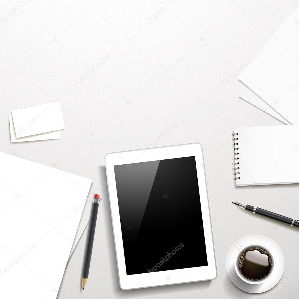 tablet and working place elements 