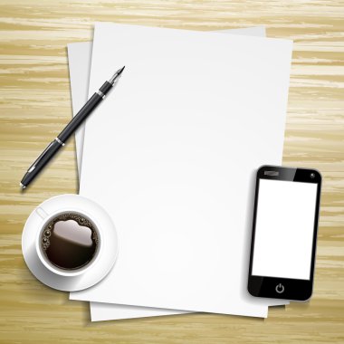 boş kağıt ve çalışma öğeleri yerleştirme