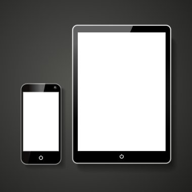 akıllı telefon ve boş bir ekran ile tablet 