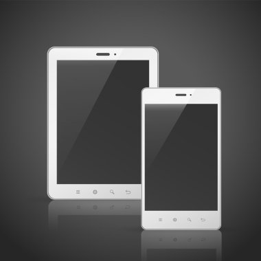 akıllı telefon ve boş bir ekran ile tablet