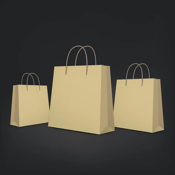 3d bolsas de compras en blanco — Vector de stock