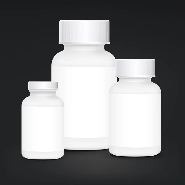 Conjunto de recipiente médico plástico branco — Vetor de Stock