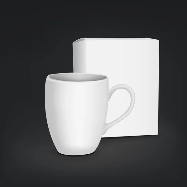 Tasse blanche vierge et paquet — Image vectorielle