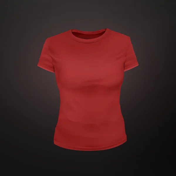 T-shirt blanc femme en rouge — Image vectorielle