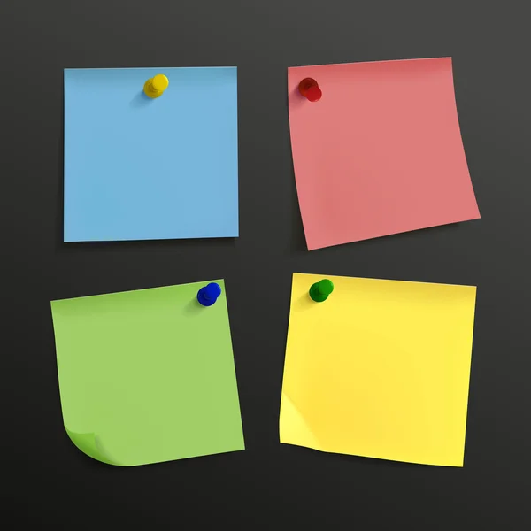 Prázdné barevné poznámek sticky notes s pin — Stockový vektor