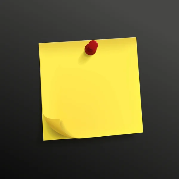 Žlutý papír s pin — Stockový vektor