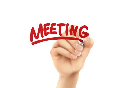 meeting word written by hand clipart
