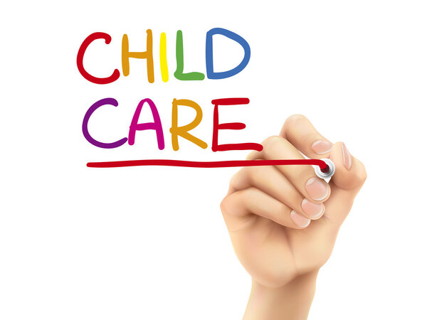 child care words written by hand