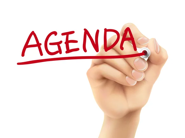 Palabra de agenda escrita a mano — Vector de stock