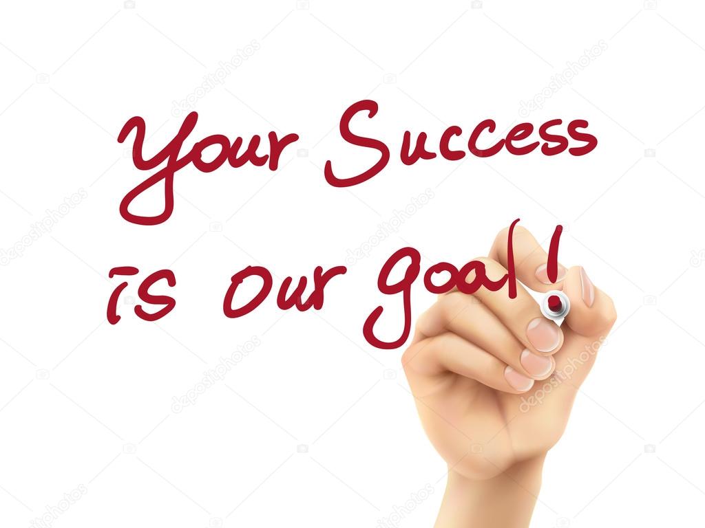 your success is our goal words written by hand