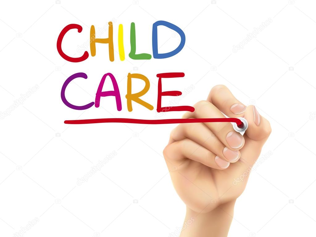 child care words written by hand