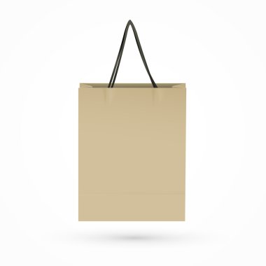 Kahverengi kağıt çanta beyaza izole edilmiş. 