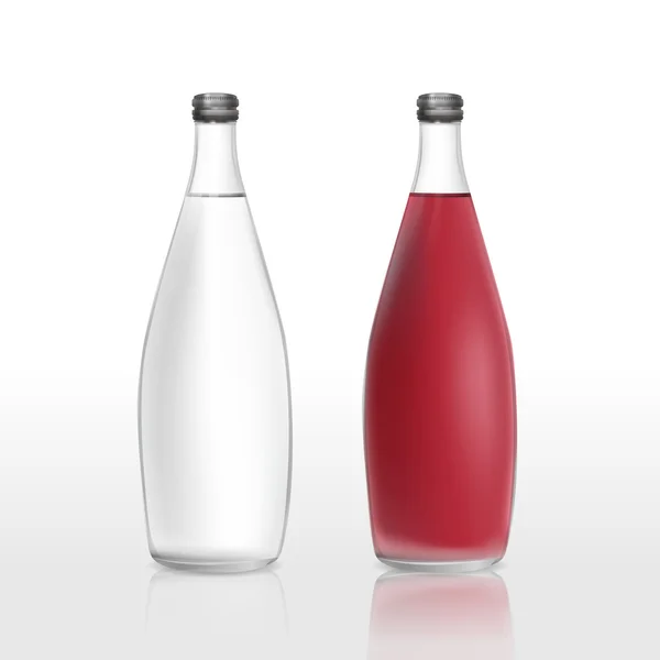Suco garrafas conjunto modelo isolado no branco —  Vetores de Stock