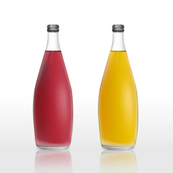 Suco garrafas conjunto modelo isolado no branco — Vetor de Stock