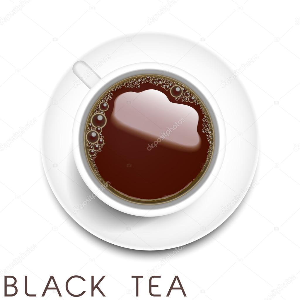 top view of realistic black tea 