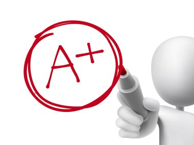 education rating A plus written by 3d man clipart