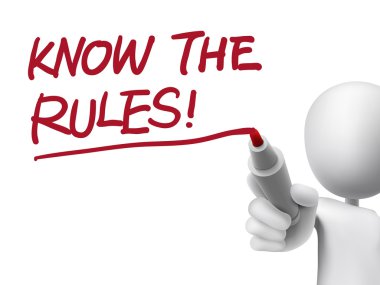 know the rules words written by 3d man clipart