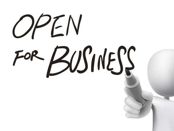 Open for business written by 3d man — Stock Vector