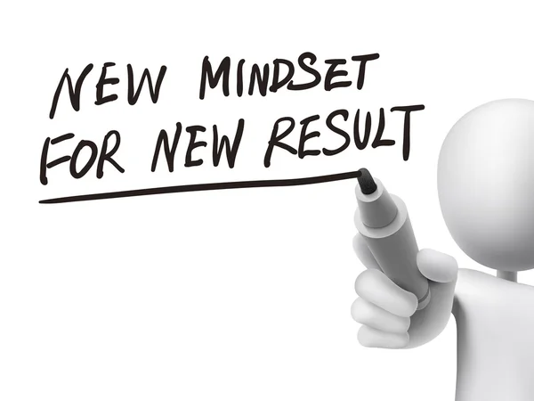 New mindset for new results writed by 3d man — стоковый вектор