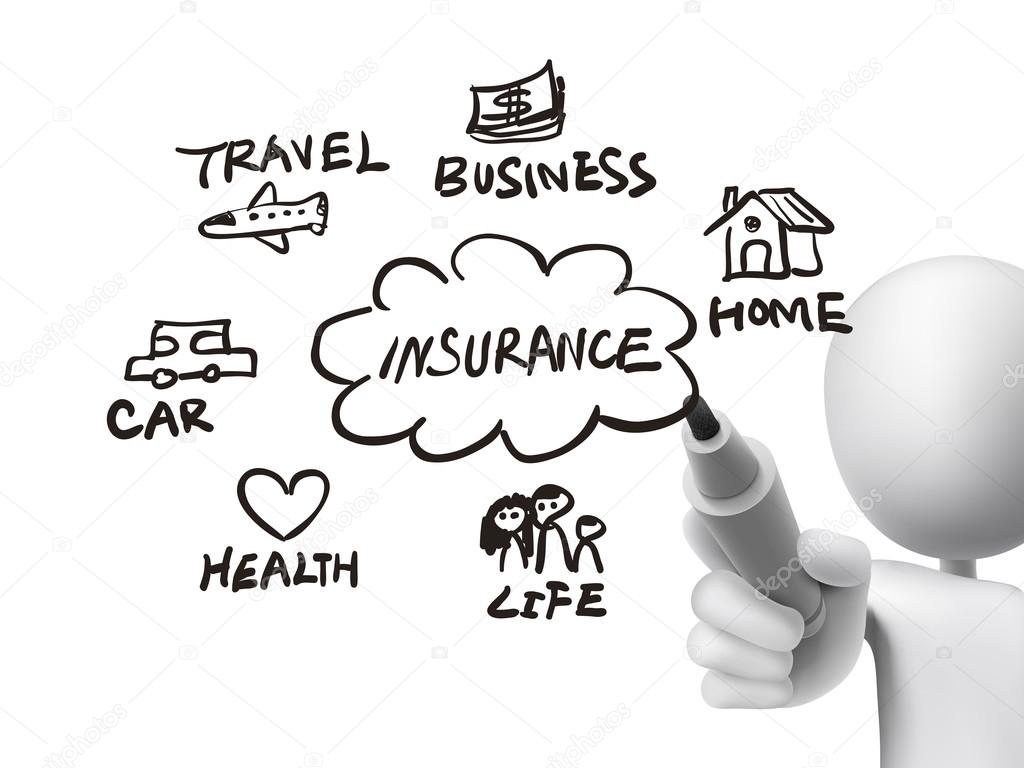 presentation of insurance drawn by 3d man