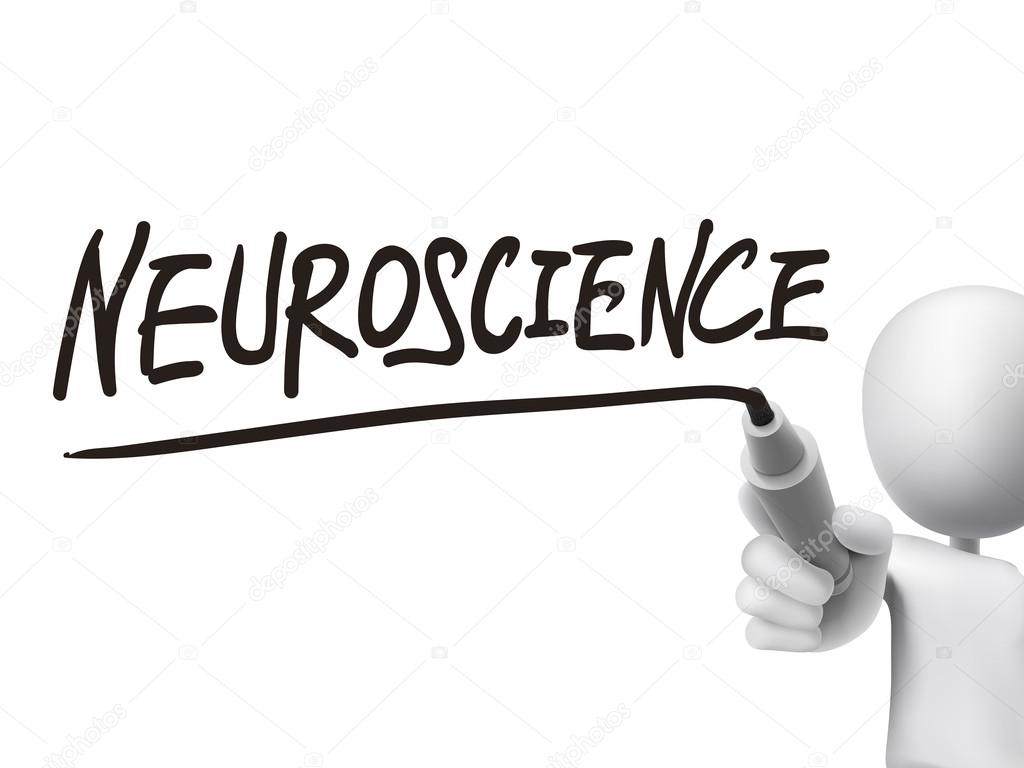 neuroscience word written by 3d man