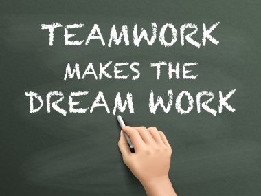 teamwork makes the dream work written by hand clipart
