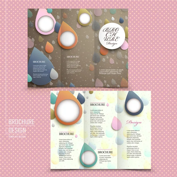 Tri-fold brochure modello di design con goccia di pioggia — Vettoriale Stock