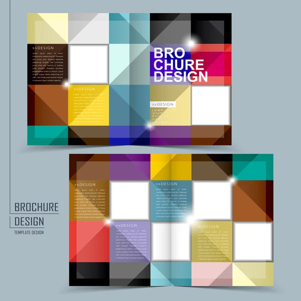 Colorful geometric style half-fold brochure template — Stock Vector