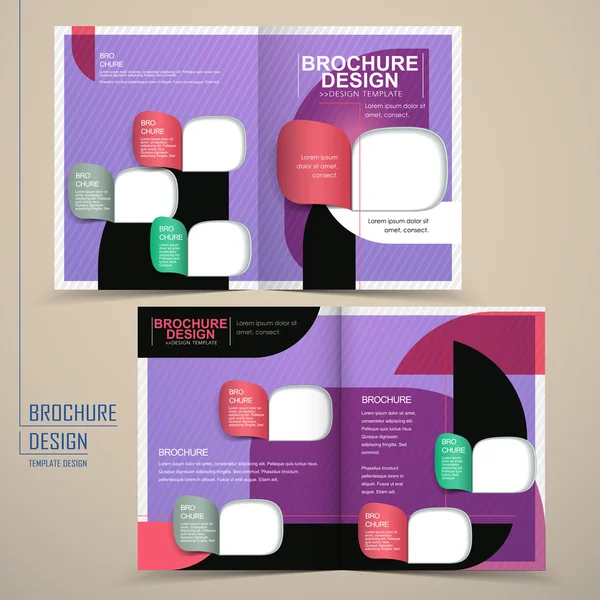 Moderní design přeložené napůl šablony brožura v purple — Stockový vektor
