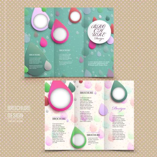 Tri-fold brochure modello di design con goccia di pioggia — Vettoriale Stock