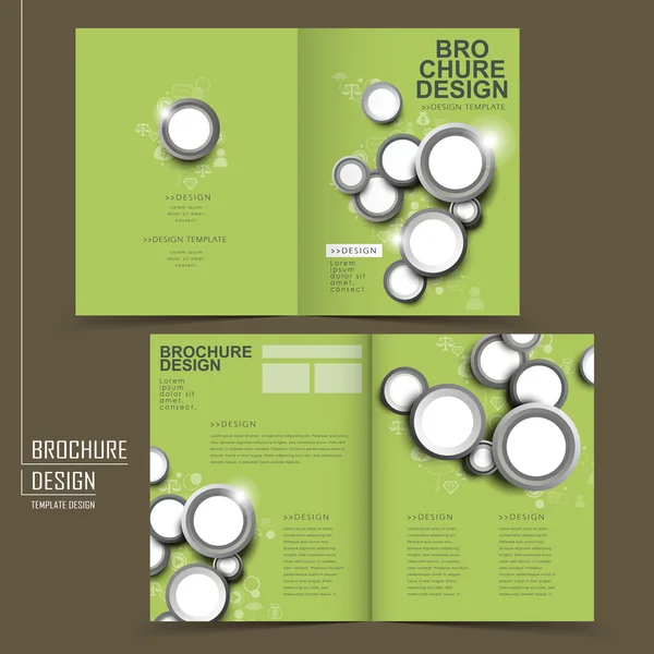 Modern half-fold brochure template design in green — Stock Vector